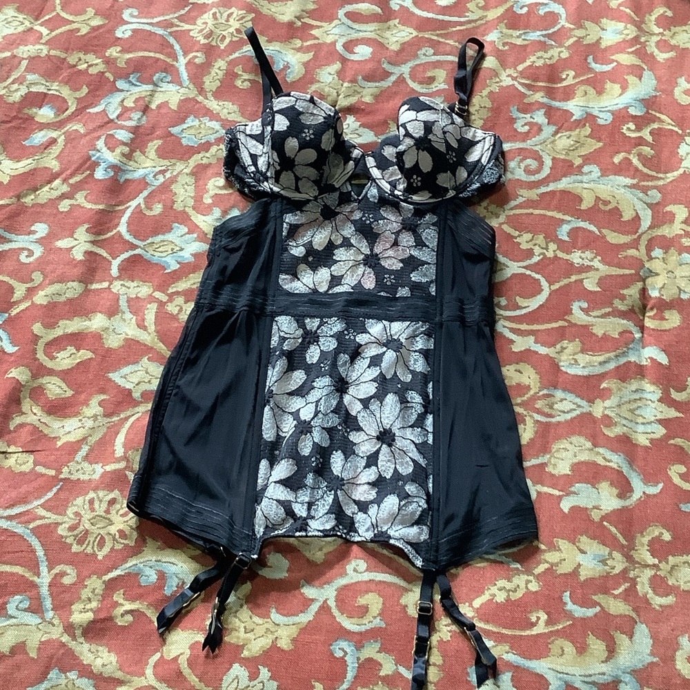 Victoria's Secret Black and White Floral Chemise